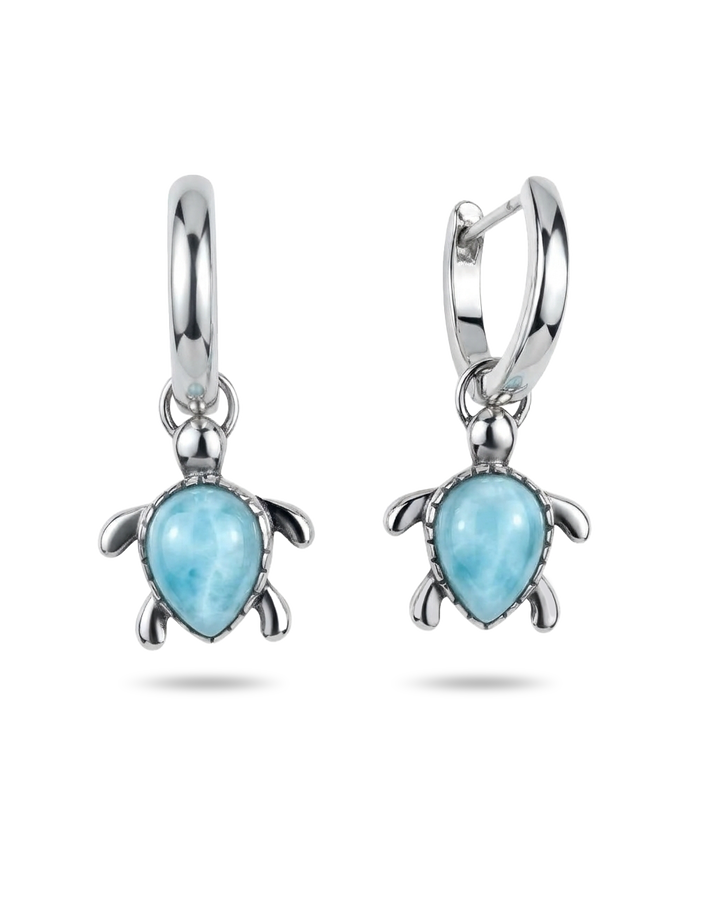Turtle Larimar Hoop Earrings