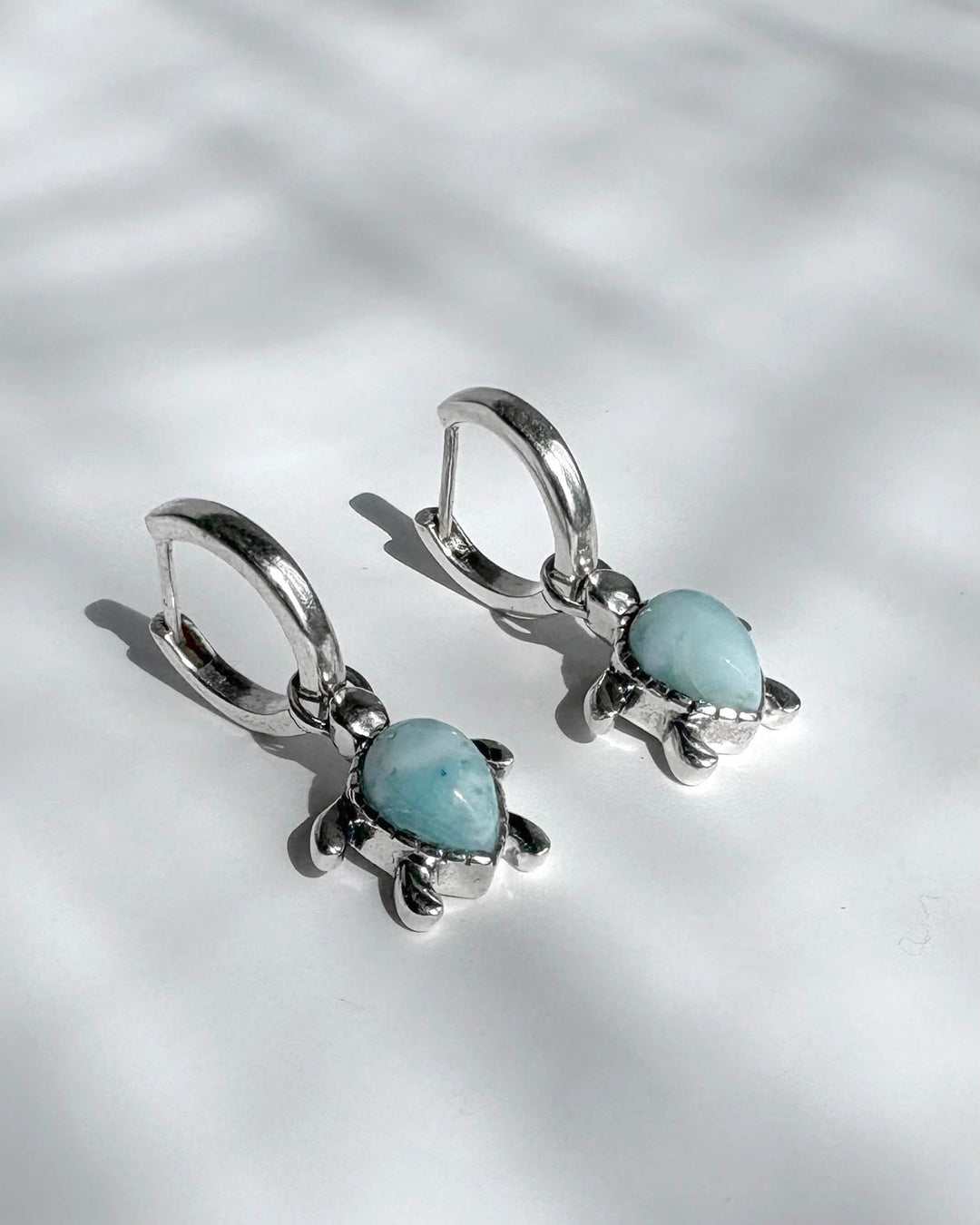 Turtle Larimar Hoop Earrings