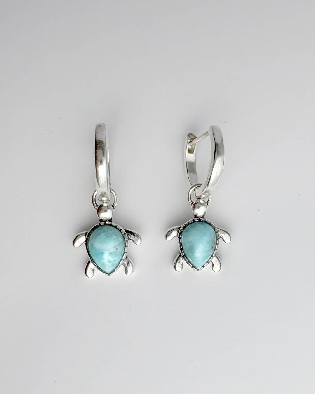 Turtle Larimar Hoop Earrings