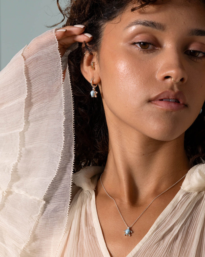 Turtle Larimar Hoop Earrings