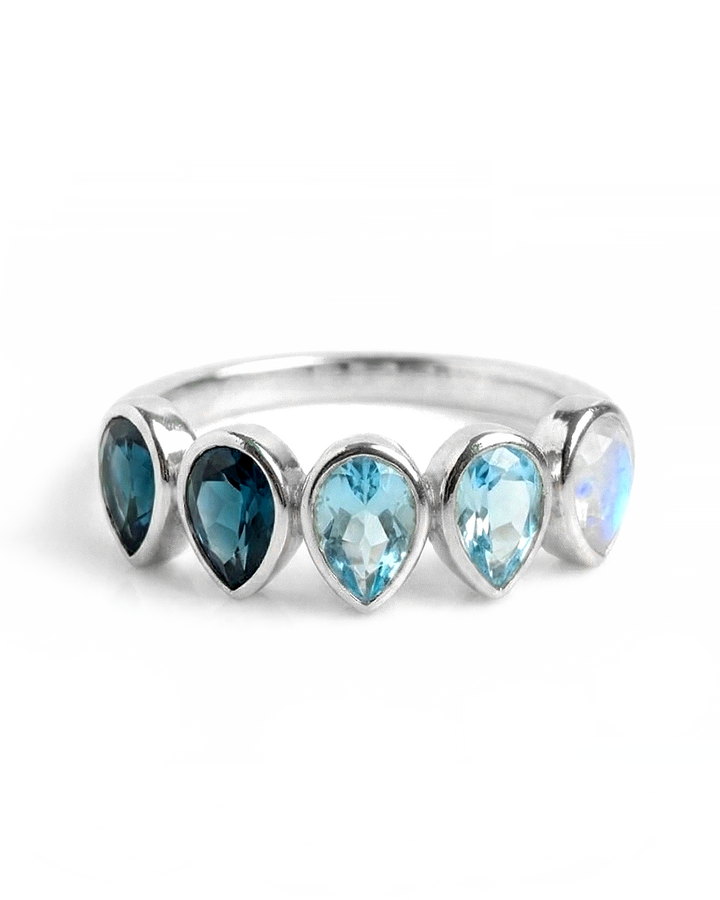 Topaz and Moonstone Ombre Teardrops Ring