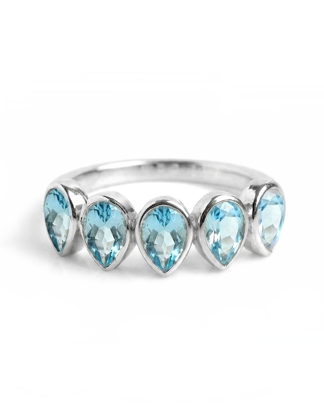 Blue Topaz Teardrops Ring