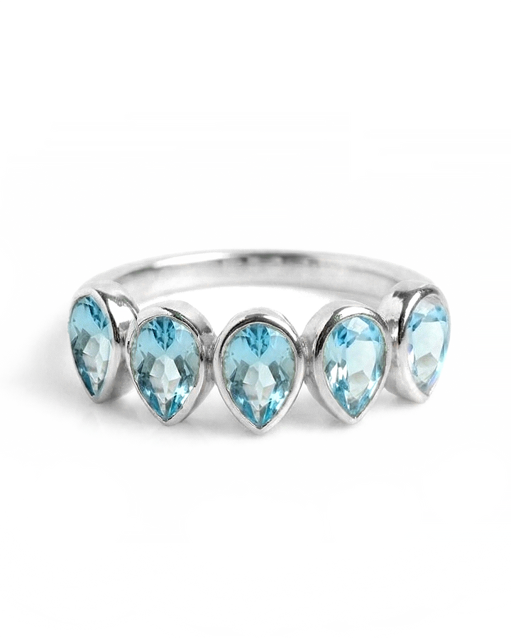 Blue Topaz Teardrops Ring