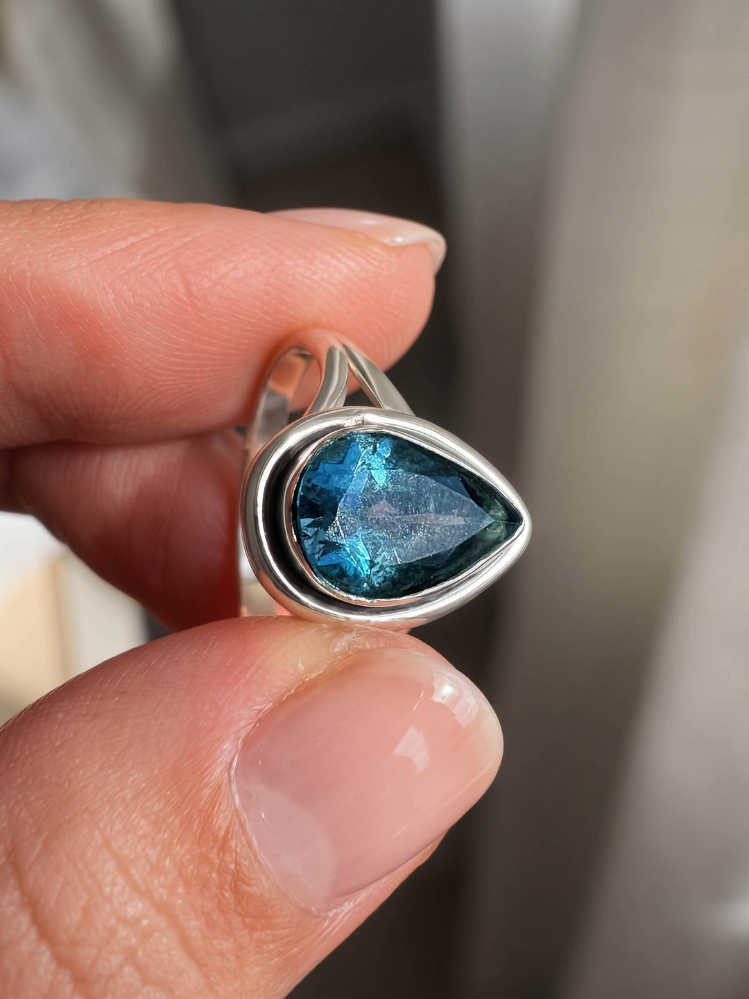 Teardrop London Blue Topaz Ring