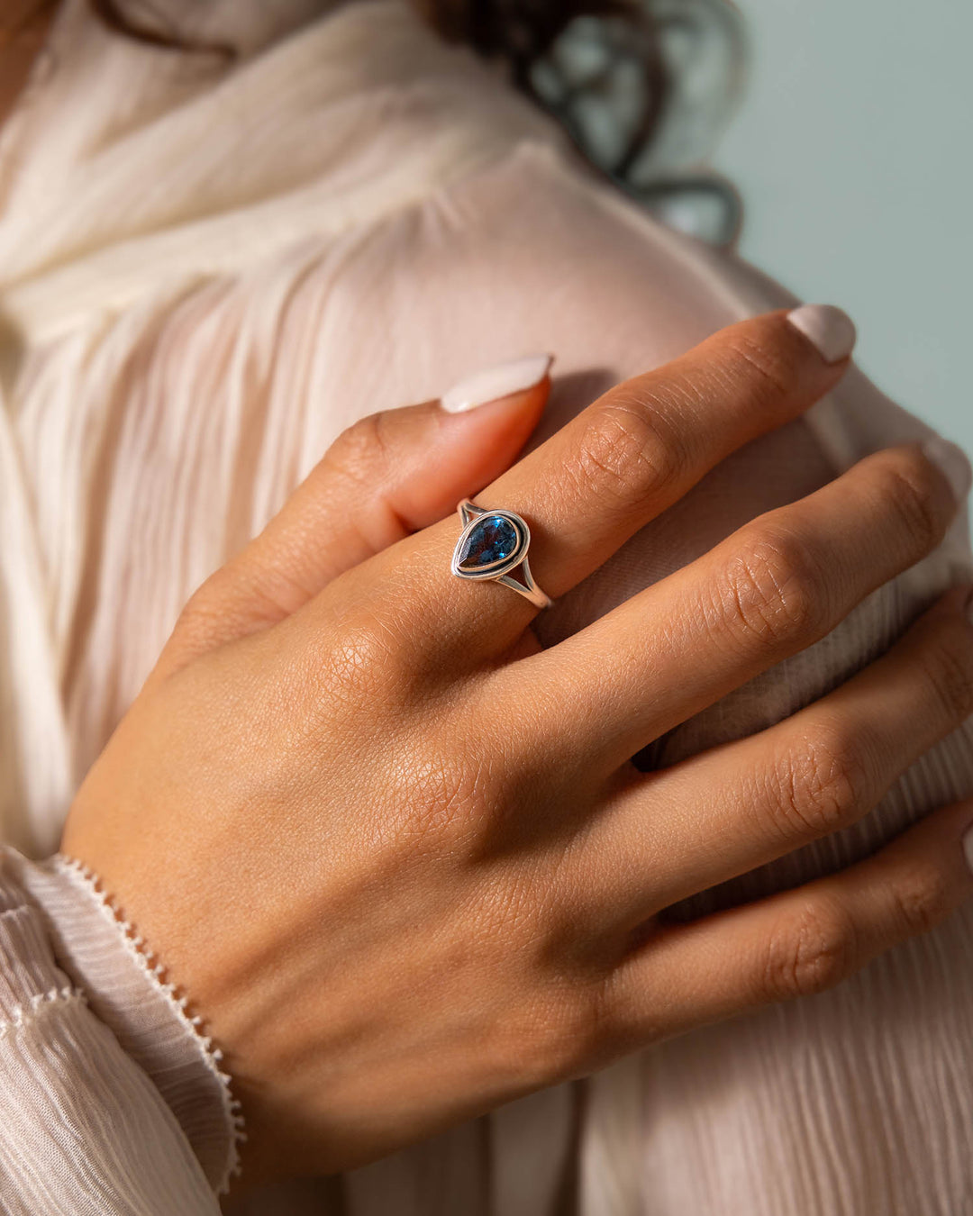 Teardrop London Blue Topaz Ring