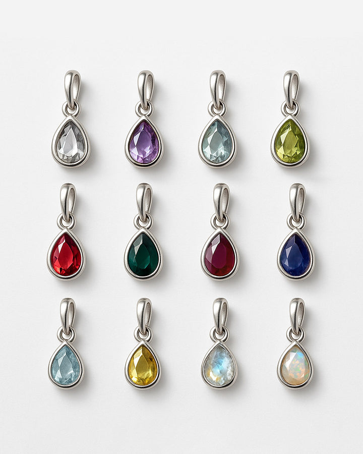 Quartz Birthstone Teardrop Charm