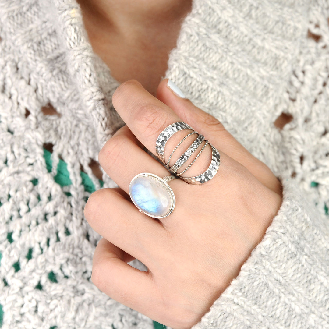 Rainbow Moonstone Set - Ring and Necklace