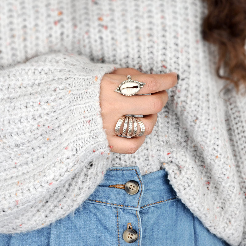 Cowrie Shell Boho Ring Sterling Silver