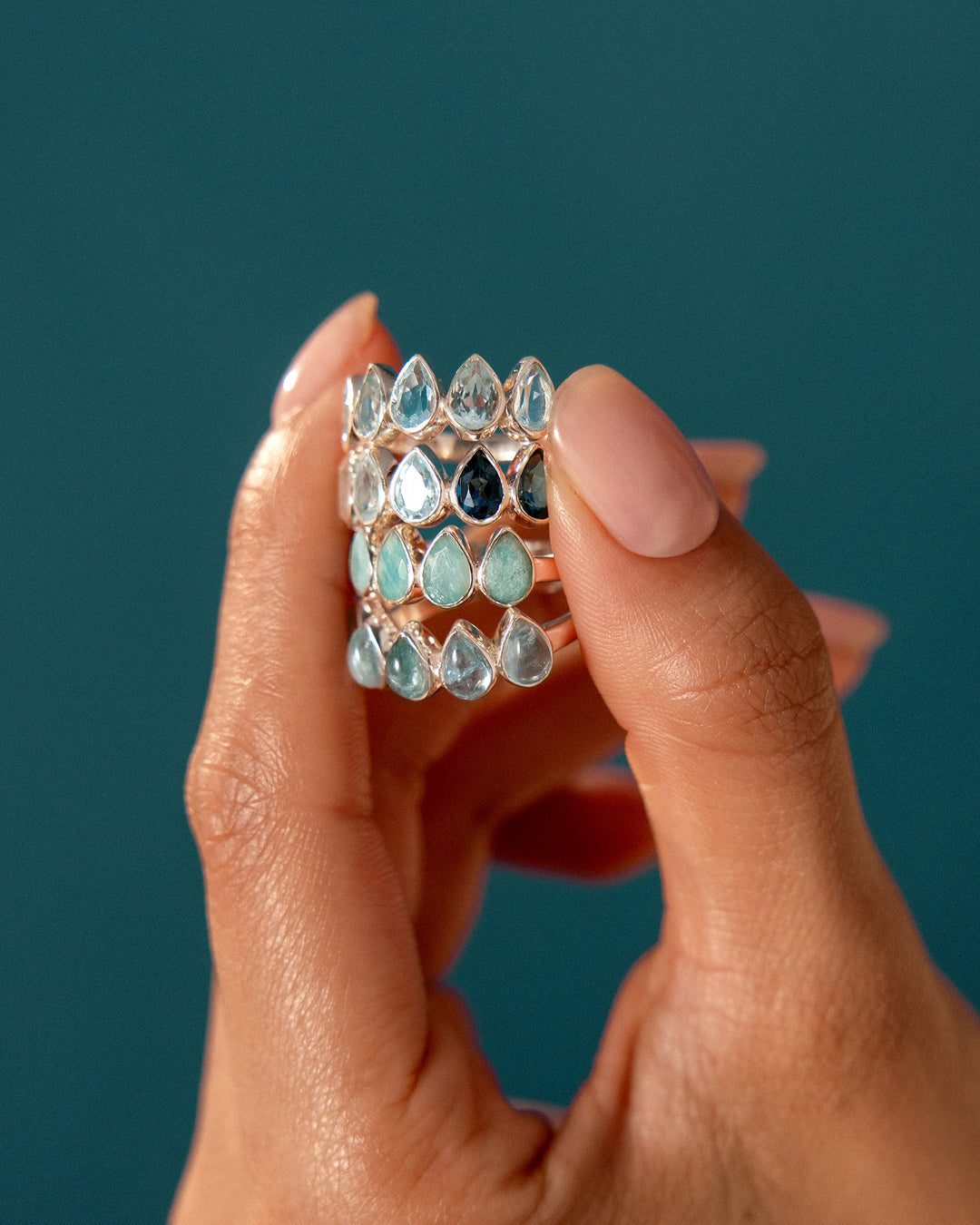 Amazonite Teardrops Ring