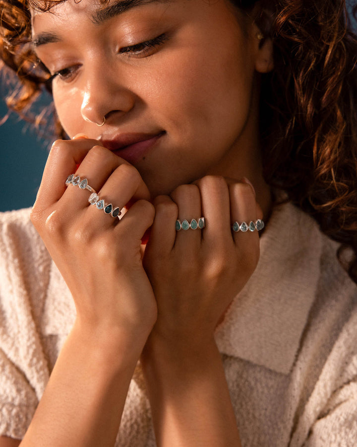 Topaz and Moonstone Ombre Teardrops Ring