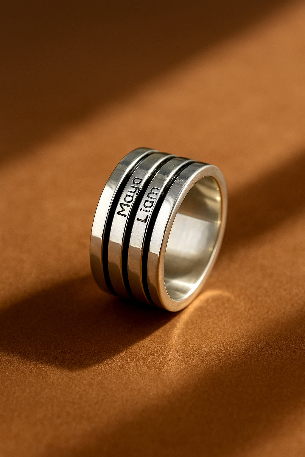 Personalized Fidget Ring with Custom Names Engraving