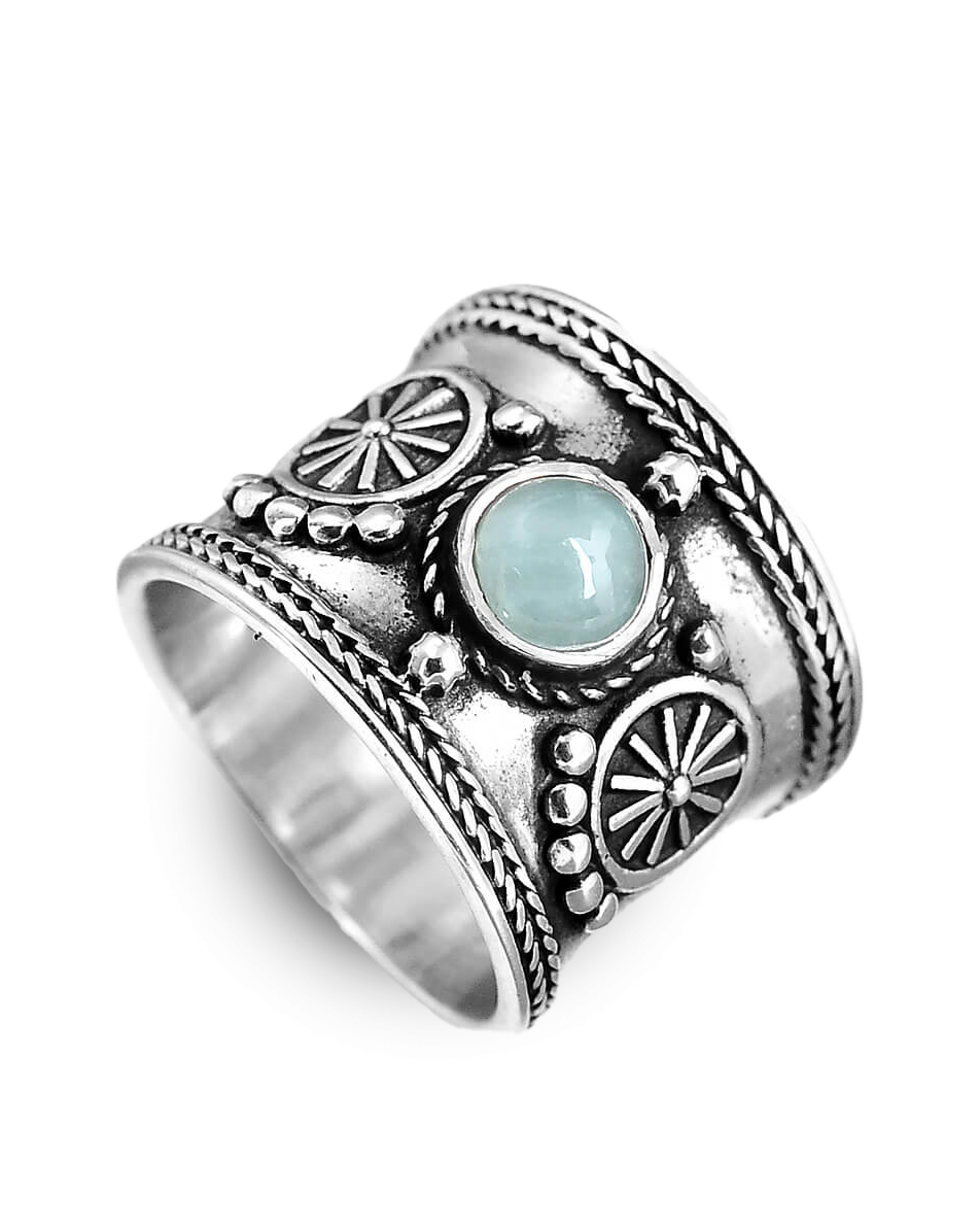 Boho Aquamarin Ring Sterling Silber