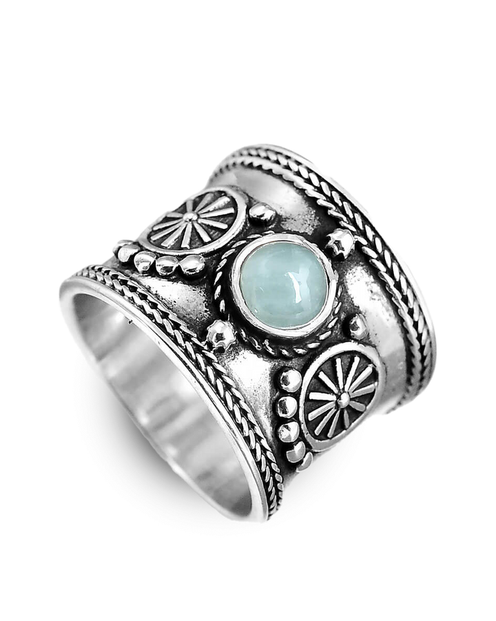 Boho Aquamarin Ring Sterling Silber