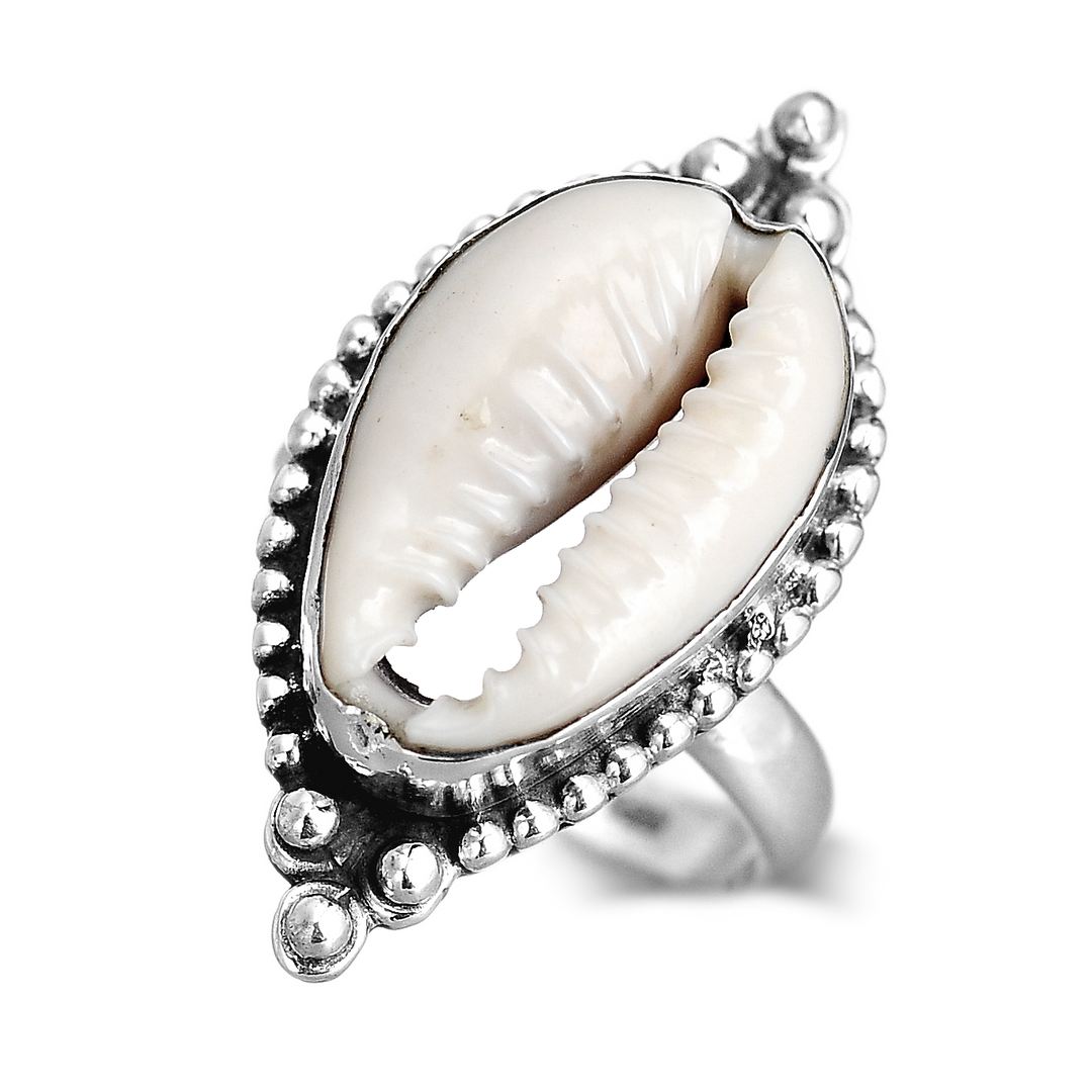 Cowrie Shell Boho Ring Sterling Silver