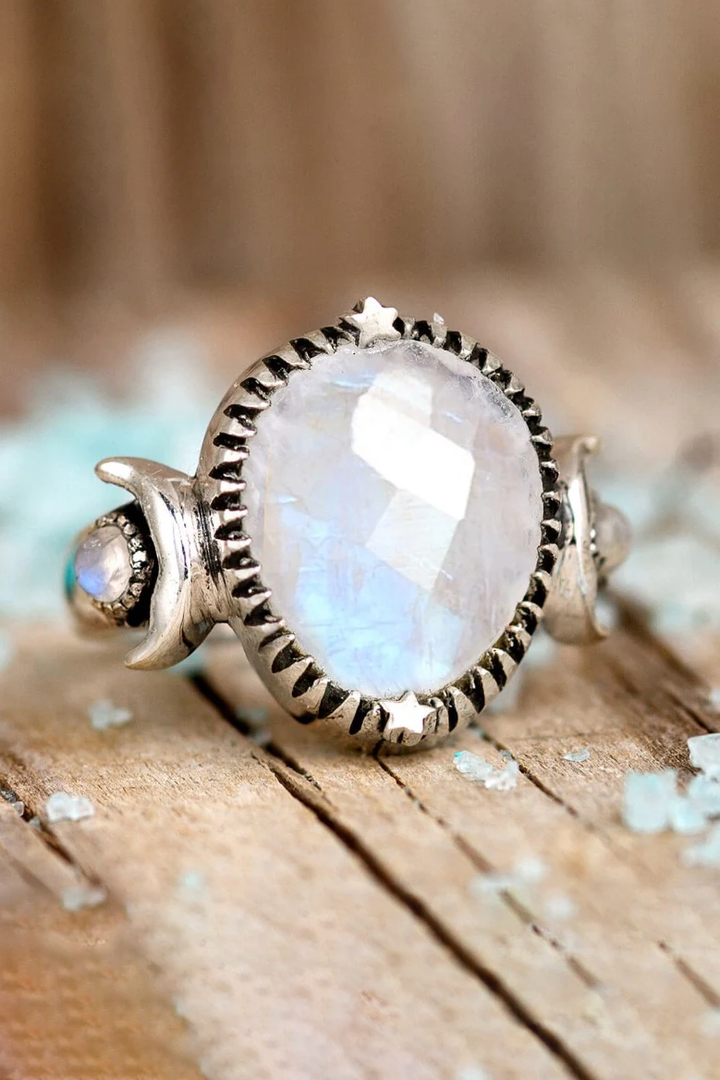 Moon Moonstone Ring Sterling Silver Ring