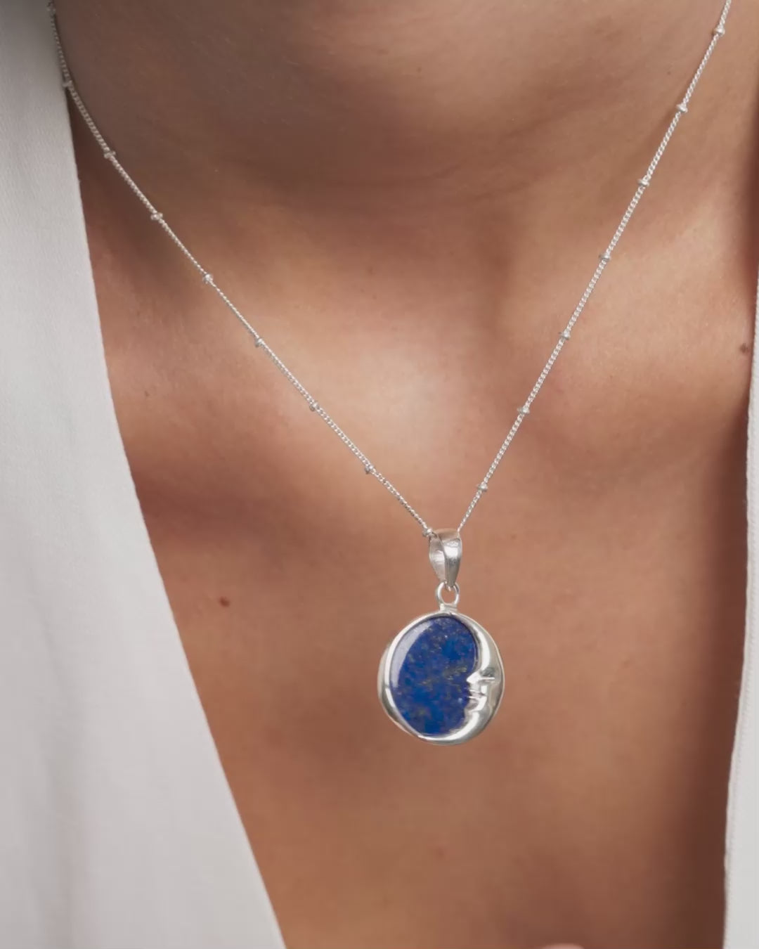 Moon Phase Lapis Necklace