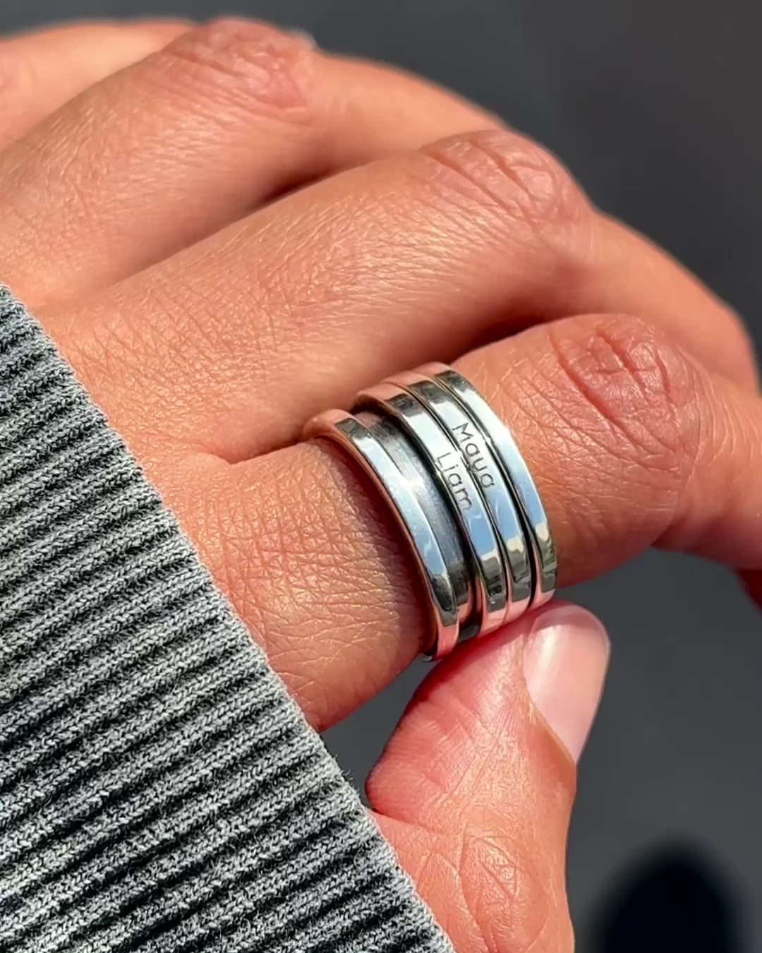 Fidget-Ring mit motivierender Gravur, Sterlingsilber