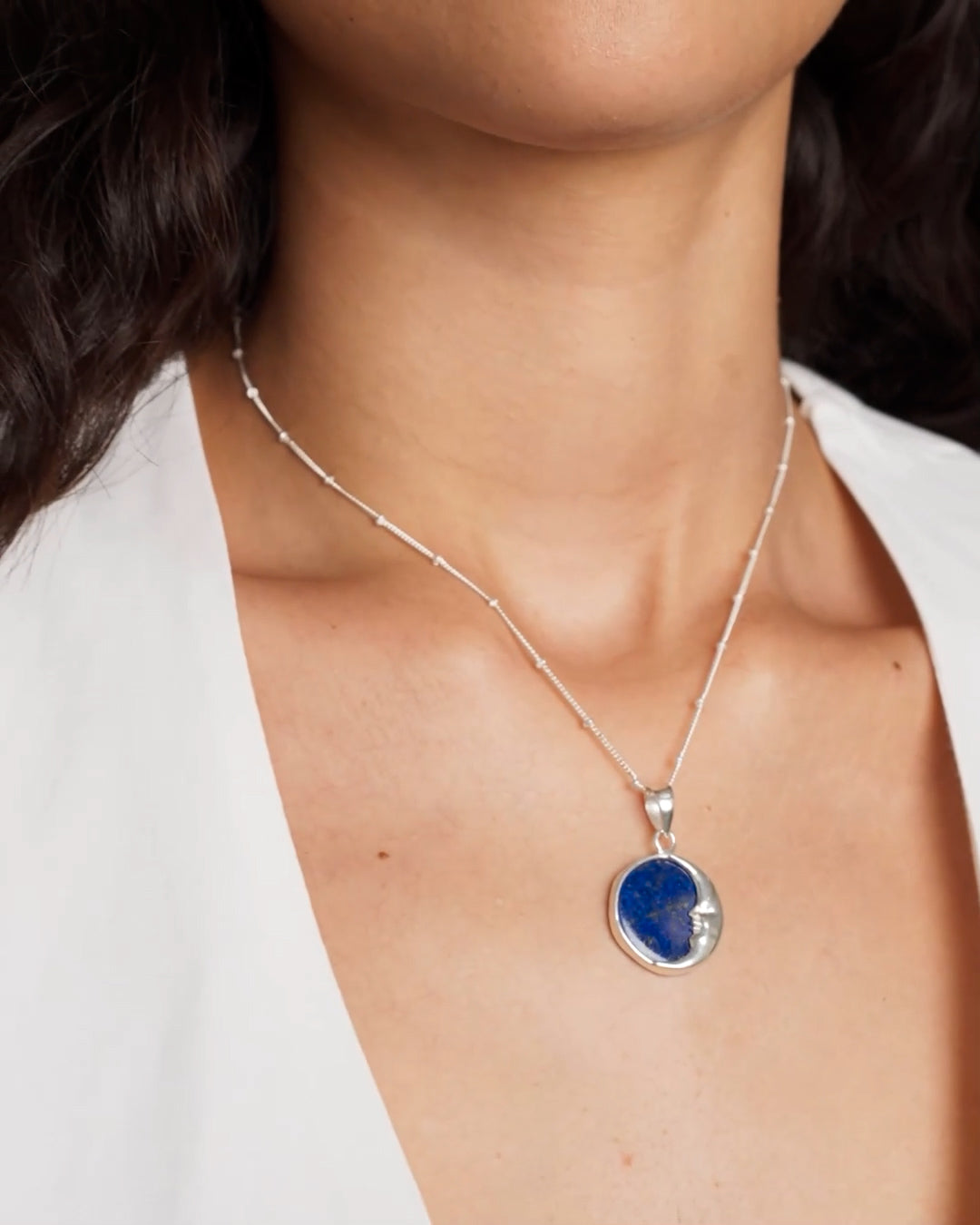 Moon Phase Lapis Necklace