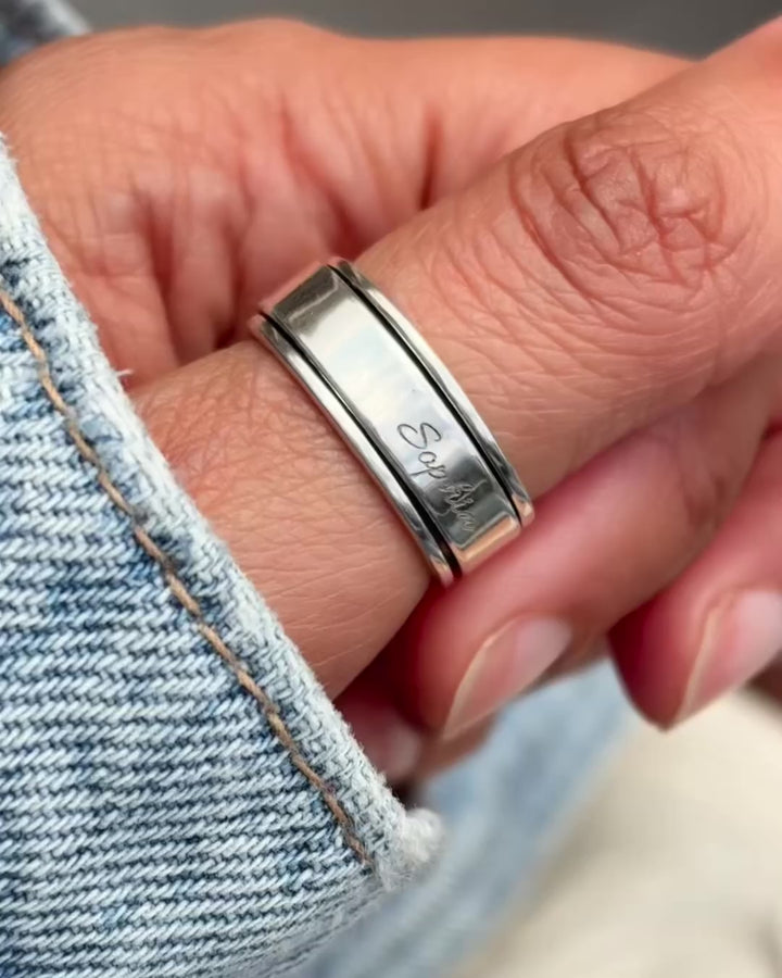Personalized Fidget Ring with Custom Name Engraving