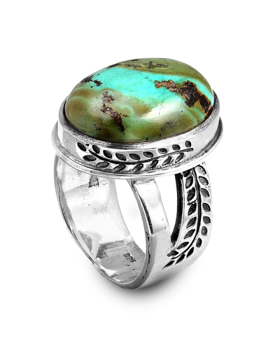 Nature Ring with Authentic Green Turquoise Sterling Silver - Boho Magic