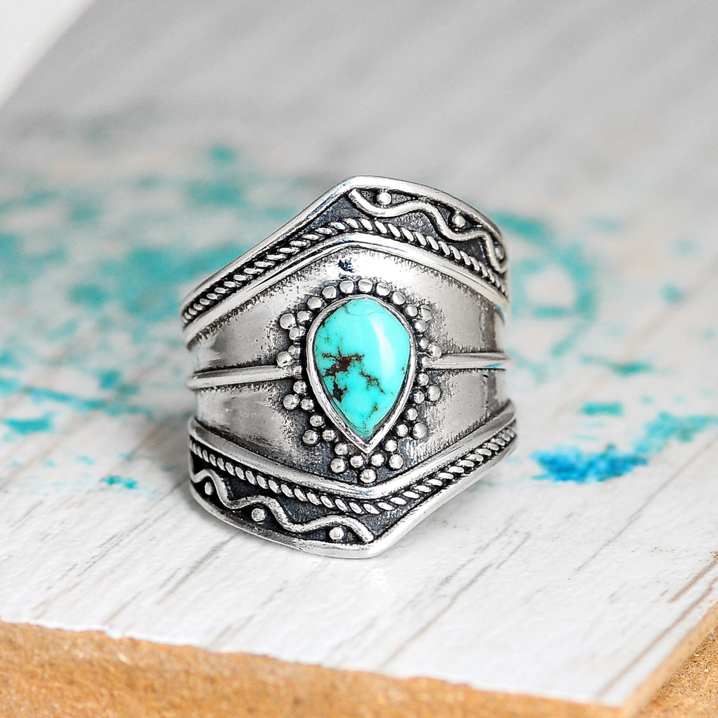 Sterling Silver Turquoise Boho Ring