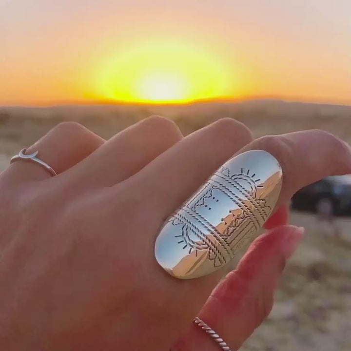 Statement Full Finger Sterling Silver Boho Ring