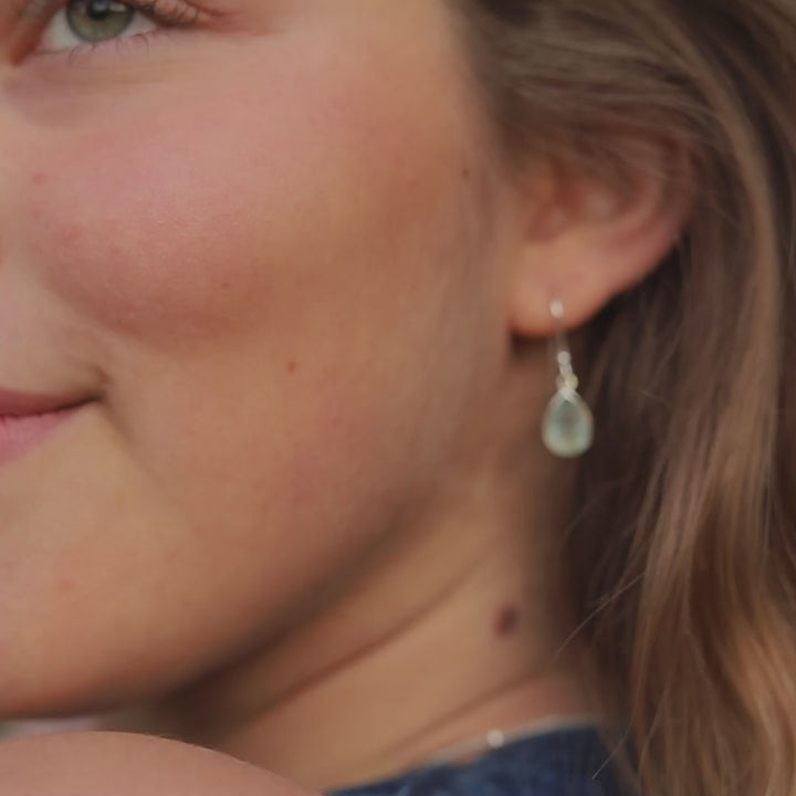 Aquamarine Teardrop Earrings Sterling Silver