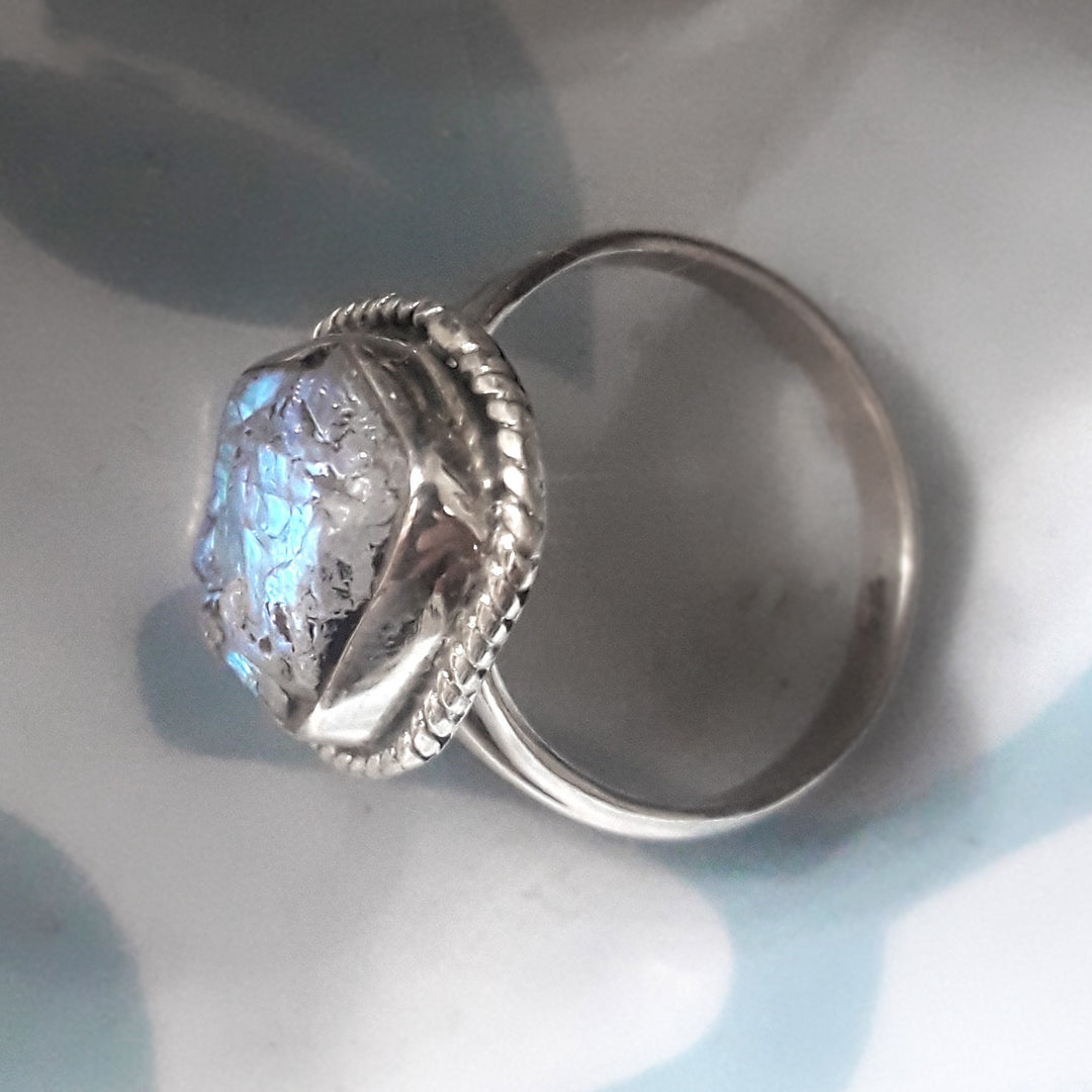 Sterling Silver Raw Moonstone Ring