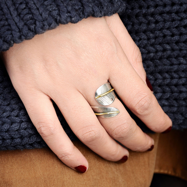 Boho Feather Silver Ring