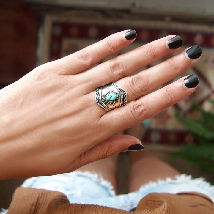 Sterling Silver Turquoise Boho Ring