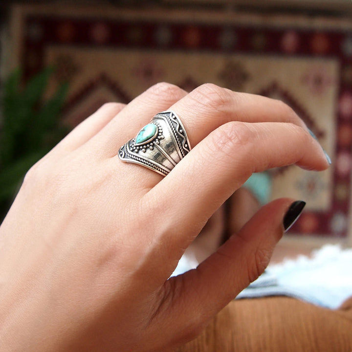 Sterling Silver Turquoise Boho Ring