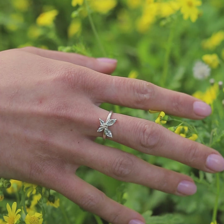 Butterfly Aquamarine Ring Sterling Silver