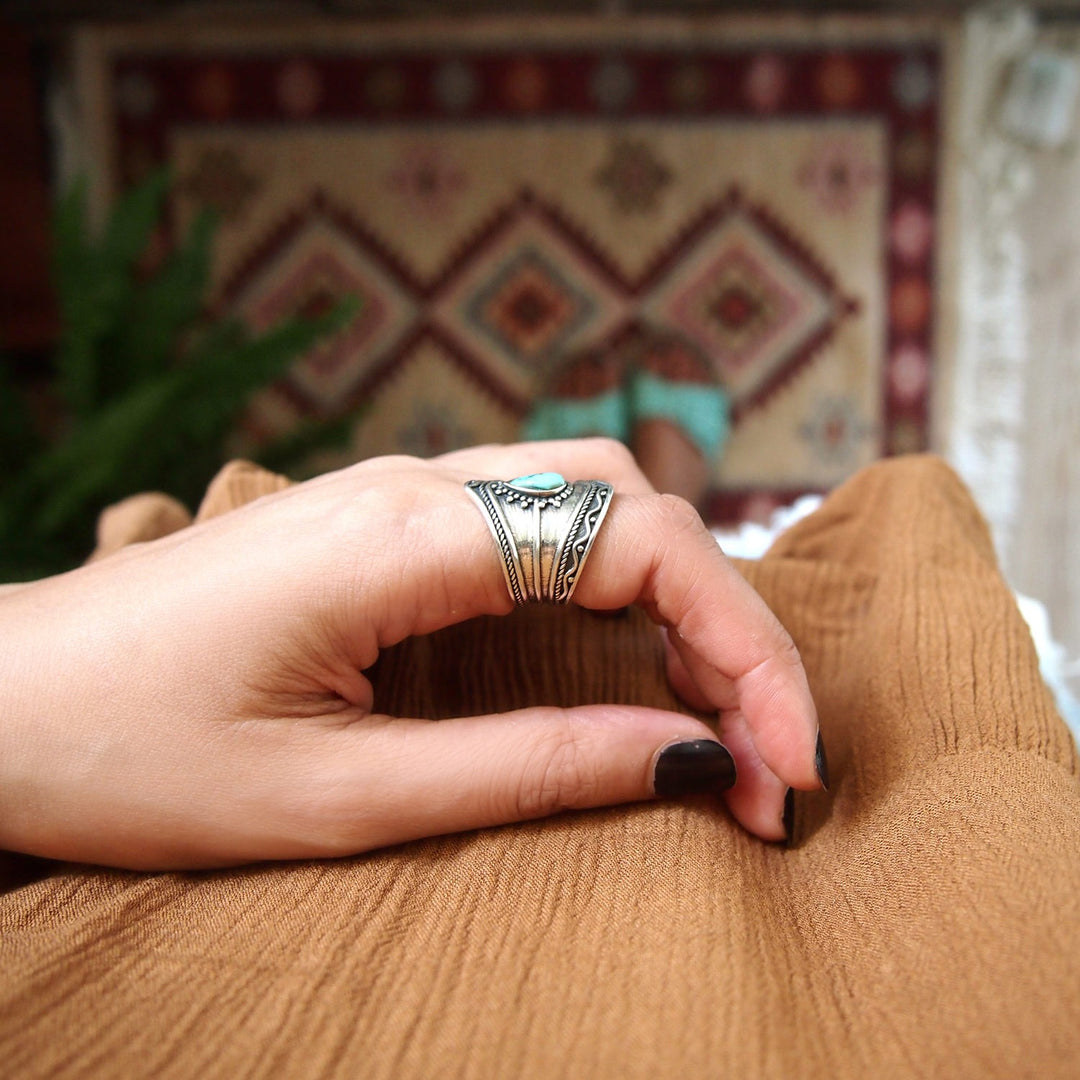 Sterling Silver Turquoise Boho Ring