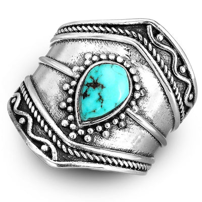 Sterling Silver Turquoise Boho Ring - Boho Magic