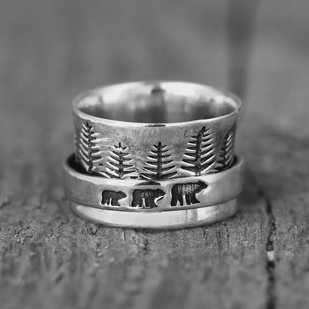 Forest Mama Bear Fidget Ring Sterling Silver