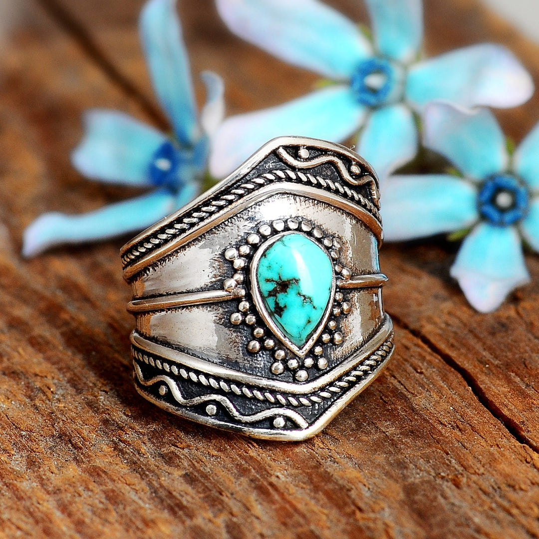 Sterling Silver Turquoise Boho Ring