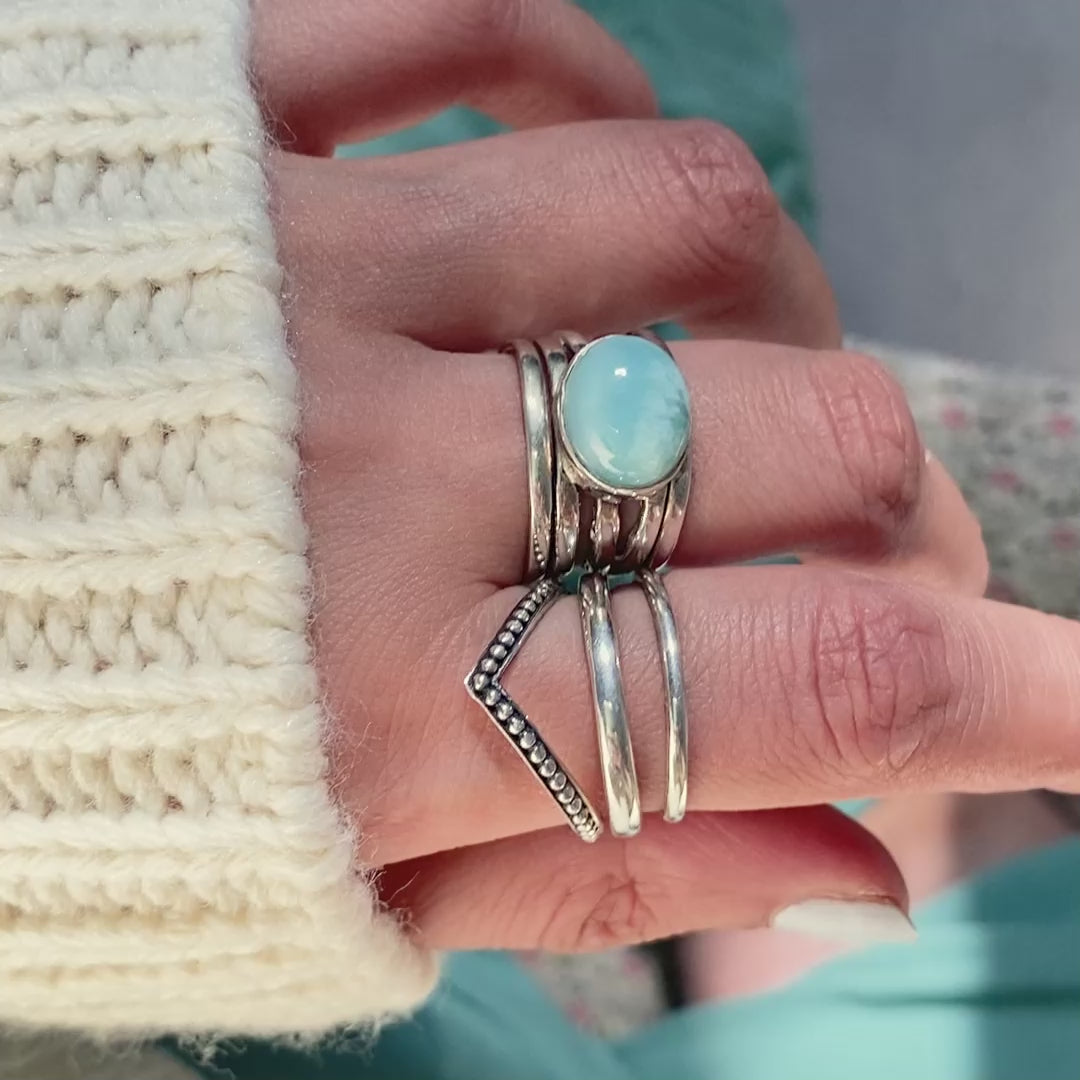 Chunky Aquamarine Wrap Ring Sterling Silver