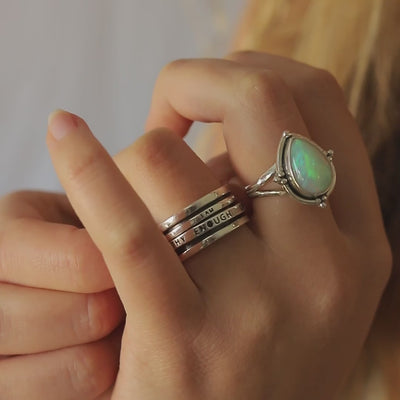 Fidget Ring with Empowering Engraving Sterling Silver - Boho Magic