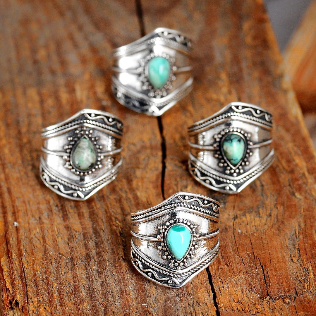 Sterling Silver Turquoise Boho Ring