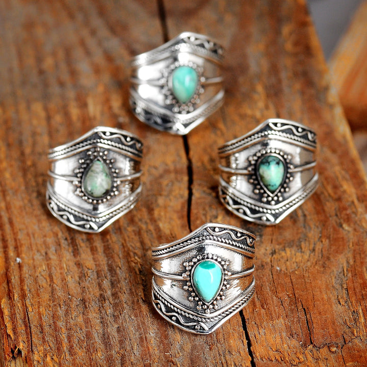 Sterling Silver Turquoise Boho Ring