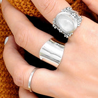 Sterling Silver Wide Band Ring For Women - Boho Magic