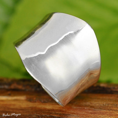 Sterling Silver Wide Band Ring For Women - Boho Magic