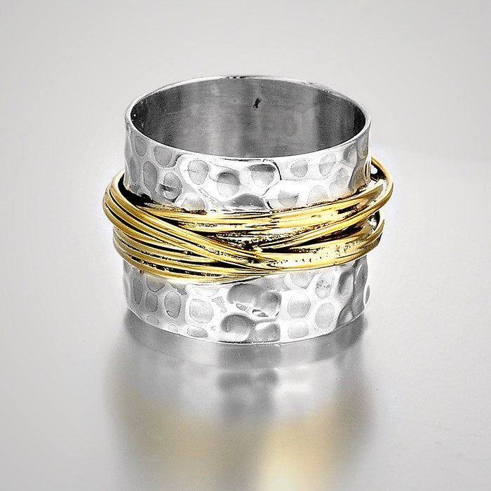 sterling silver ring, wide ring, wide band, sterling silver braided band  (R243) 