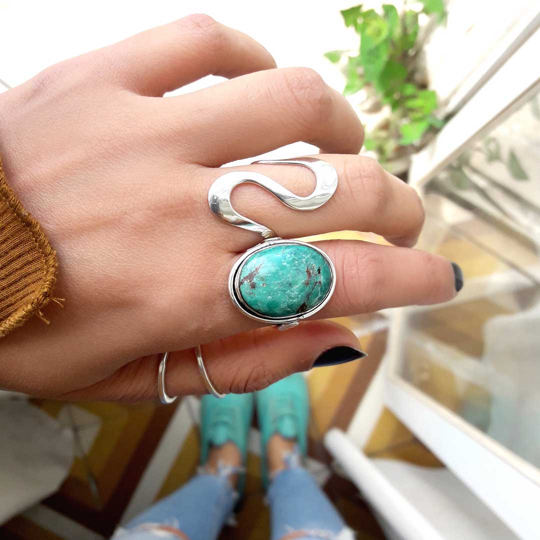 Sterling Silver Large Turquoise Ring