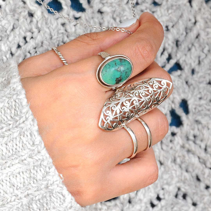 Sterling Silver Large Turquoise Ring