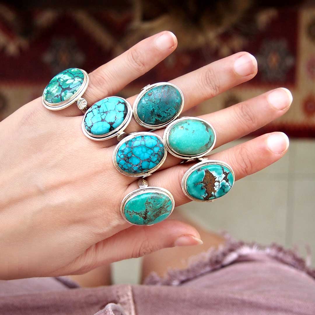 Sterling Silver Large Turquoise Ring