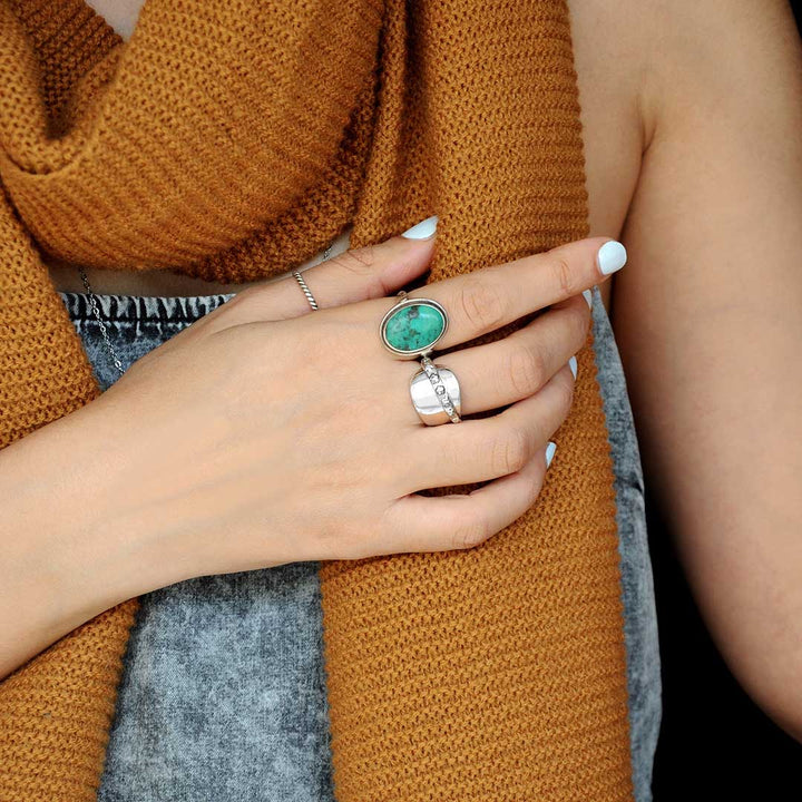 Sterling Silver Large Turquoise Ring