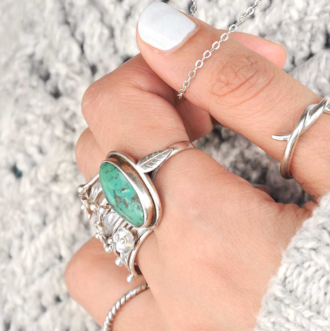 Sterling Silver Large Turquoise Ring