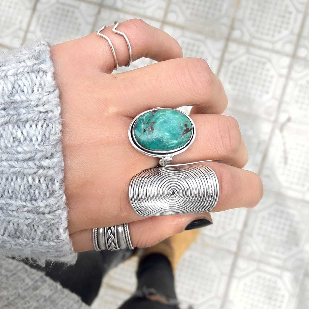 Sterling Silver Large Turquoise Ring