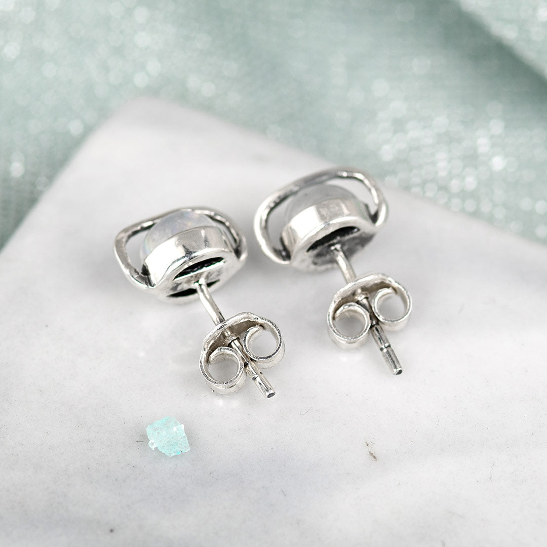 Saturn Moonstone Earrings Sterling Silver